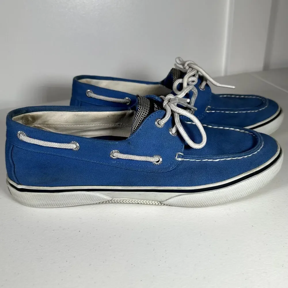 Sperry Top-Sider Men’s 10M Blue Canvas Boat Shoes Lace Up Casual Deck Shoes
